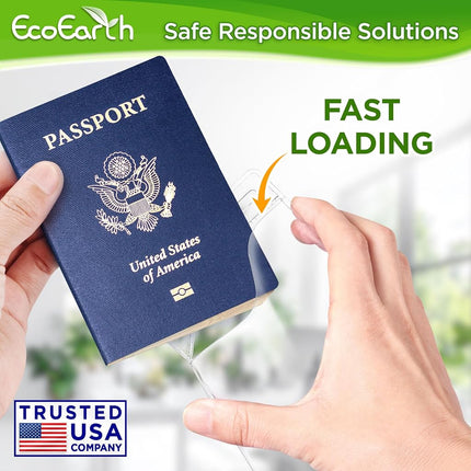 EcoEarth Passport Holder, Extra Large Vertical ID Holder, Zipperless Plastic Badge Holders (Clear, 4x6 Inch, 100 Pack)