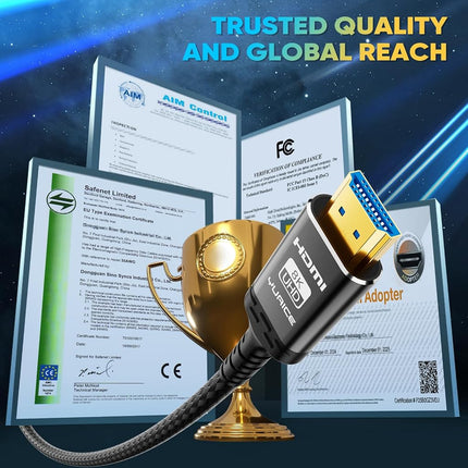 Cable HDMI 2.1 10K 8K - Cable Ultra HD de 1.5 m (5 pies) de alta velocidad 48 Gbps - Cable trenzado profesional de alta resistencia - Múltiples opciones de tamaño (0.45 m-7.6 m) - 4K@120Hz, 8K@60Hz, HDR, DTS:X, HDCP 2.2/2.3