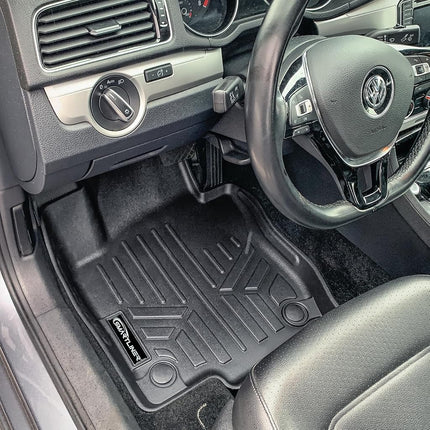 SMARTLINER Tapis de sol 2 rangées, toutes saisons, ajustement personnalisé, noirs, compatibles avec Volkswagen Passat 2012-2019 (compatible uniquement avec les modèles à transmission automatique)