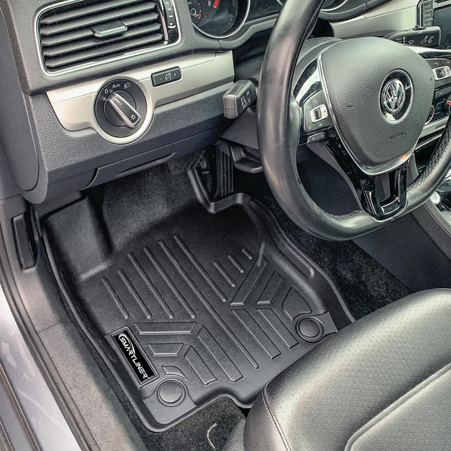 SMARTLINER All Weather Custom Fit Black 2 Row Floor Liner Set Compatible with 2012-2019 Volkswagen Passat (Only Fits Automatic Transmission Models)