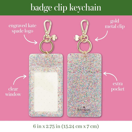 Kate Spade New York Id Badge Clip Key Chain, Multi Glitter