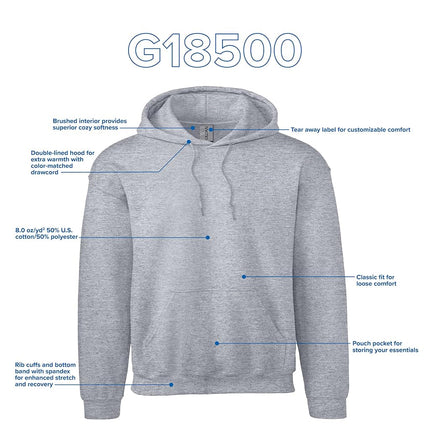 Gildan Adult Fleece Hoodie Sweatshirt, Style G18500, Multipack, Sport Grey (2-pack), M