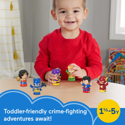 Fisher-Price Little People Jouets pour tout-petits DC Super Friends Pack de 6 figurines de super-héros pour jeux d'imagination, 18 mois et plus