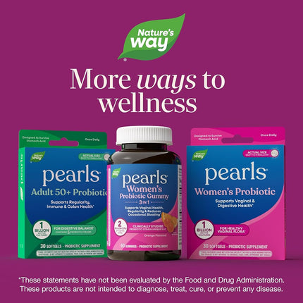 Nature’s Way Probiotic Pearls Women’s Probiotic Supplement, Vaginal & Digestive Health*, 1 Billion Cultures, No Refrigeration Required, 90 Softgels