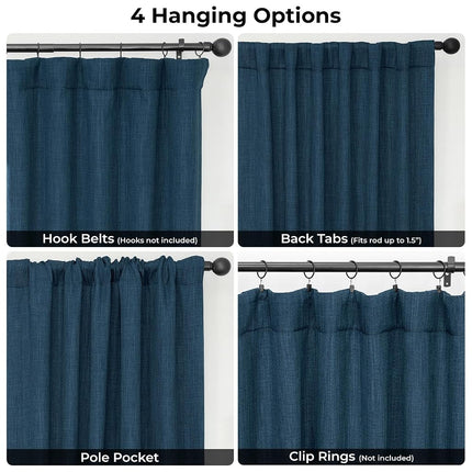HPD Half Price Drapes Faux Linen Textured Room Darkening Curtains for Bedroom 120 Inches Long (1 Panel), 100W X 120L Extra Wide Curtains for Living Room Home Decor, Indigo