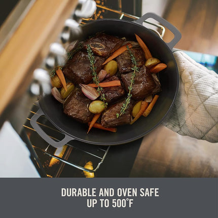 DASH Zakarian by Dash 4.5Qt Nonstick Cast Iron Braiser for Braising, Frying and More - Grey