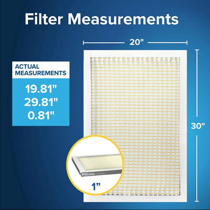 Filtrete 20x30x1 AC Furnace Air Filter, MERV 5, MPR 300, Capture Unwanted Particles, 3-Month Pleated 1-Inch Electrostatic Air Cleaning Filter, 6-Pack (Actual Size19.81x29.81x0.81 in)