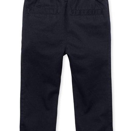 The Children's Place Pantalones chinos ajustados tipo uniforme para bebé, azul marino, paquete de 2, 9-12 meses