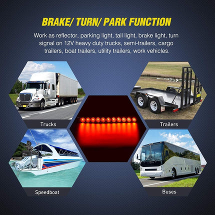 Nilight 2PCS 16Inch 11 LED Red Trailer Light Bar for Park Stop Turn Signals Tail Brake Light DOT Compliant IP65 Waterproof Truck Trailer Marker ID Bar