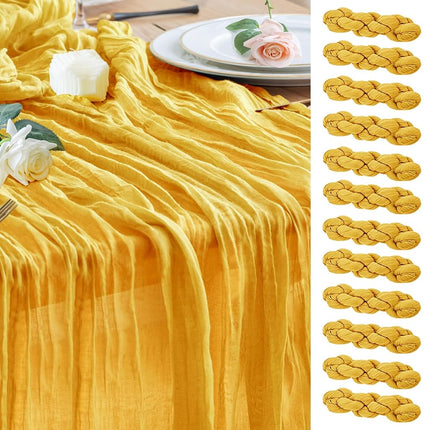 Wokceer Cheesecloth Table Runner Gold 10FT Boho Ga