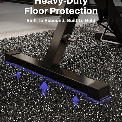 AIRHOP 1.4 cm Thick Exercise Equipment Mats, 4.32 m², 12 Tiles with Upgraded Rubber Top and High-Density EVA Foam, Large Interlocking Puzzle Gym Flooring for Home Gym, Heavy-Duty Workout, 60 x 60 cm