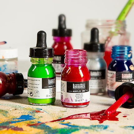 Liquitex Professional Acrylic Ink, Set of 3 x 30 ml Primary Colours and 1 x 118 ml Pouring Technique Medium