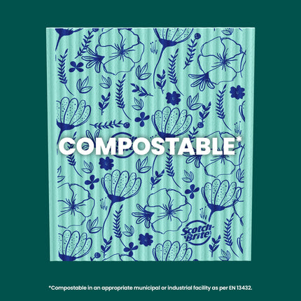 Paños de esponja Scotch-Brite, reutilizables, absorbentes y decorativos, toallitas aptas para lavavajillas, ideales para utensilios de cocina antiadherentes, azulejos, encimeras, espejos y grifos, 2 paños de cocina