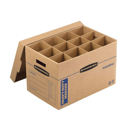 Bankers Box Kitchen Kit Moving Box 1 Pack, Dividers and Cushions, Reinforced Handles, Tape-Free Assembly, Box with Lid, 15-in x 12-in x 10-in (7710701)