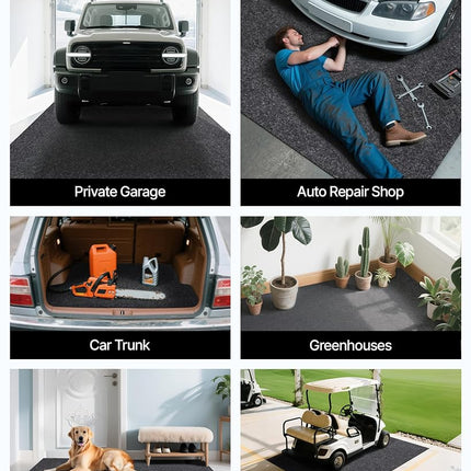VEVOR Garage Floor Mat, 2.3 x 5.79 M Waterproof Protection from Water,Snow, Rain,Mud and Oil for Cars, Non-Slip Heavy Duty Containment Mat with TPE Anti-Leak Backing & Easy to Clean & Cuttable