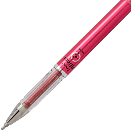 Pentel Arts Slicci Metallic 0.8 mm Needle Tip Gel Pen, Metallic Red Ink, Box of 12 (BG208-MB)