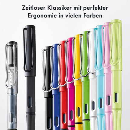LAMY safari aquasky - Fountain Pen with ergonomic grip & polished steel nib in size M - ideal for any Writing & Calligraphy - including LAMY T 10 blue cartridge - Right-Handed