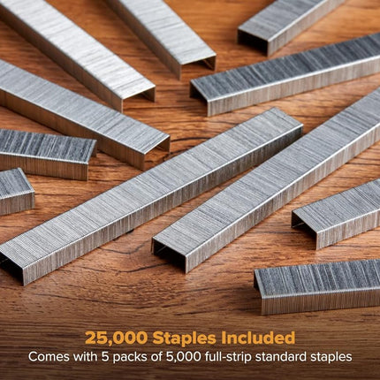 Bostitch Office Premium Standard Staples, 1/4" Length, High-Carbon Steel, 5000 Per Box, 5-Pack