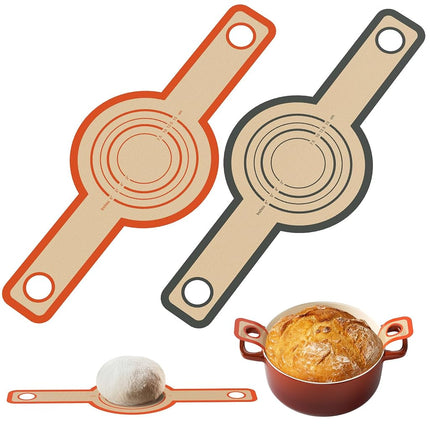 Tecfino 2 PCS Thicked Silicone Bread Slings for Dutch Oven, Reusable Sourdough Bread Sling with Long Handle, Non-Stick & Easy Clean Baking Mats, Heat Resistant Silicone Slings for Bread Baking