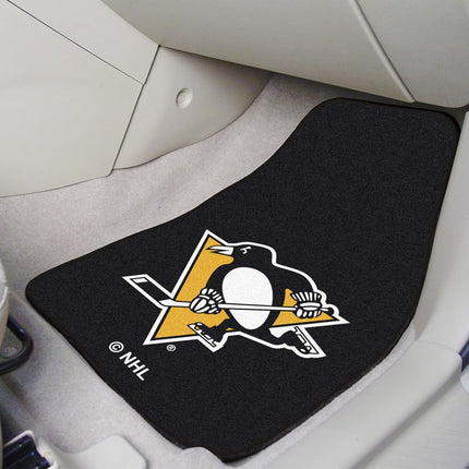 FANMATS NHL Pittsburgh Penguins Nylon Face 2-pc Carpet Car Mat, Black, 18"x27"