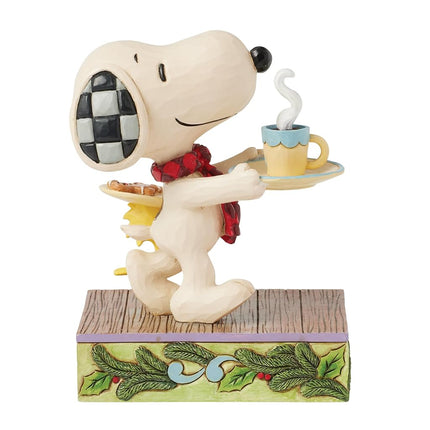 Enesco Peanuts by Jim Shore Snoopy and Woodstock with Cookies for Santa Figurine, 5 Inch, Multicolor