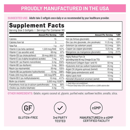 NatureWise Hair Skin and Nails Vitamin, Biotin 5000mcg w/Hyaluronic Acid, Collagen for Women with C, B Complex, D3, A, E, Iron - Non-GMO, Gluten Free - 270 Softgels[3-Month Supply]