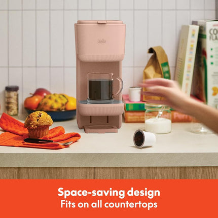 Bella - Cafetière monodose, compatible avec les dosettes K-Cup et le café moulu, avec accessoires amovibles, réglables, à arrêt automatique et réutilisables lavables au lave-vaisselle, pour des préparations de 17 cl à