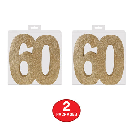 Beistle 54000-60GD 3-D Number 60 Centerpiece for 60th Birthday Party Decorations, Foam, Gold