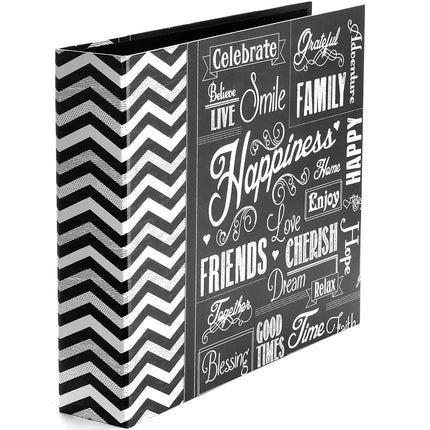 12x12 Chalkboard 3-Ring Binder Scrapbook, Happy