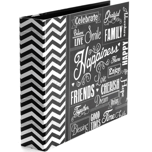 12x12 Chalkboard 3-Ring Binder Scrapbook, Happy
