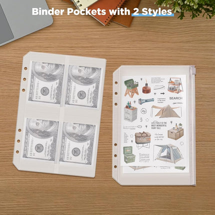 Zannaki A5 Zipper Binder with Binder Pockets, Dividers, Refill Paper, 6 Ring Refillable Binder Notebook for Personal Planner Journal Cash Budget Diary File Album Photocard Portable Travel Organizer