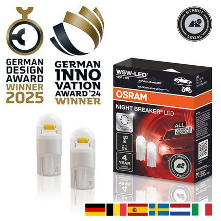 Osram Night Breaker LED bulbs - W5W-T10-12V - set of 2 pieces, White