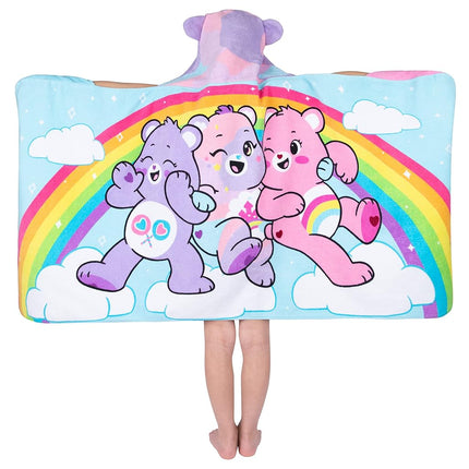 Care Bears Bath/Pool/Beach Soft Cotton Terry Hooded Towel Wrap, 24 in x 50 in, By Franco Kids
