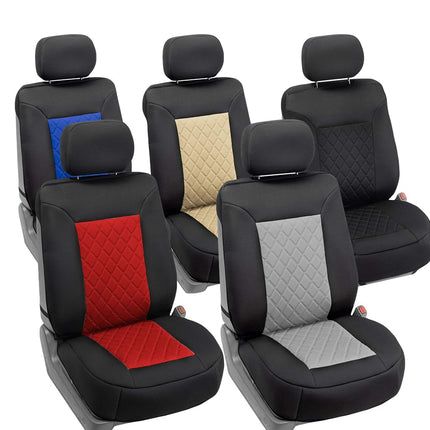 FH GROUP Car Seat Covers Front Set Neosupreme - Car Seat Cover for Low Back Seats with Removable Headrest, Universal Fit, Automotive Seat Covers, Airbag Compatible, Car Seat Cover for SUV Gray/Black
