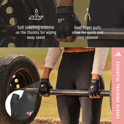 Adidas Essential Training Gloves - Moisture-Absorbing Aeroready Technology Coupled with an Extremely Comfortable, Durable Faux Suede Palm