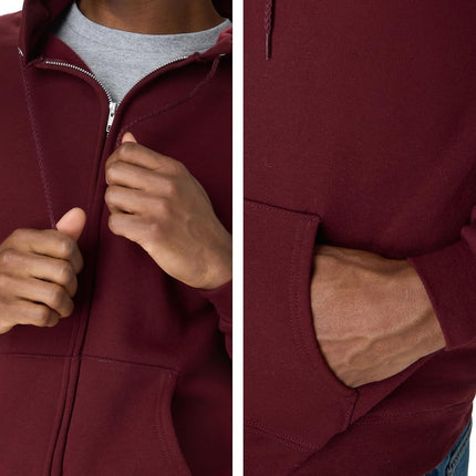 Hanes Men's, EcoSmart Fleece Full-Zip Hoodie, Hooded Sweatshirt, Maroon, L