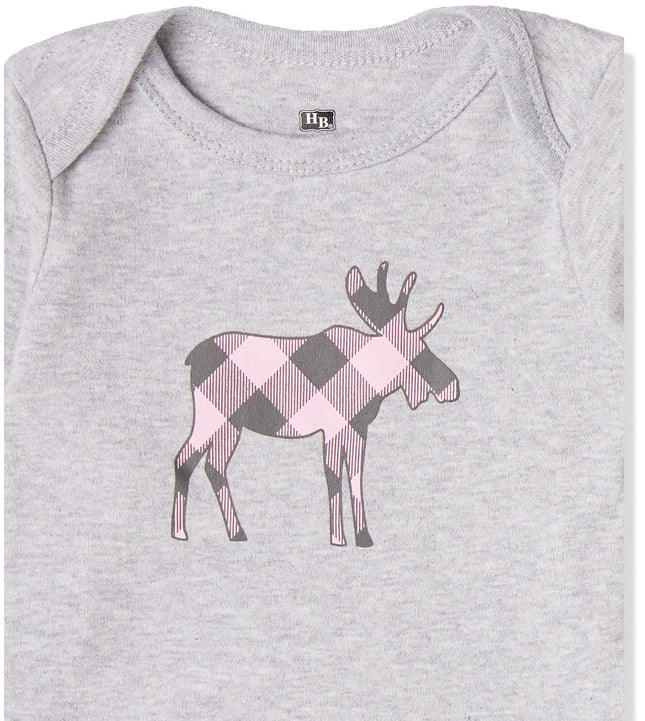 Hudson Baby unisex-baby Cotton Long-sleeve Bodysuits, Pink Moose, 18-24 Months
