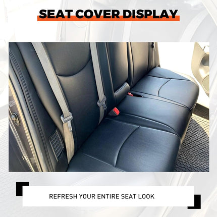 ECOTRIC Front & Rear Seat Covers Full Set Compatible with 2010-2015 Toyota Prius, Black Synthetic Leather Headrest B-Pillar Center Console Armrest Cover Replacement