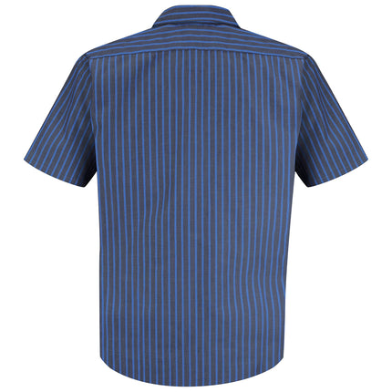 Red Kap Men's Industrial Work Shirt, Regular Fit, Short Sleeve Utility Button, Grey/Blue Stripe, XXXL Tall