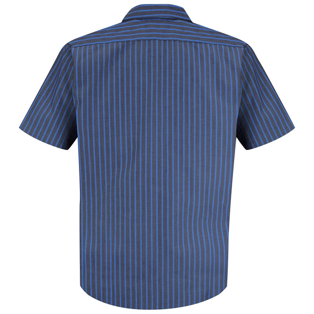 Red Kap Men's Performance Tech Shirt with Pencil Stall, 3Grey/Blue Stripe, Shorts Sleeve L