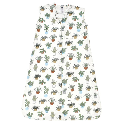 Hudson Baby Unisex Baby Cotton Sleeveless Wearable Sleeping Bag, Sack, Blanket, Plants, 12-18 Months