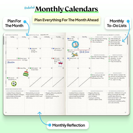 Roterunner Softcover Purpose Planner Notebook B5 7.5 x 9.8 Undated Daily Planner 2024-2025 Daily Weekly and Monthly Productivity Planner Life Planner ADHD Planner for Adults Self Care Journal
