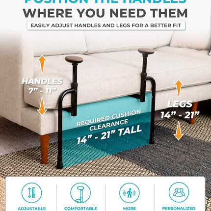 Stander EZ Stand-N-Go, Adjustable Standing Mobility Aid, Chair Assist Grab Bars, Ergonomic Stand Assist Handles (Eligible for VAT Relief in the UK)