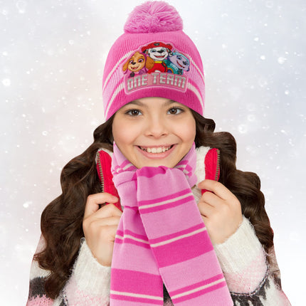 Nickelodeon girls Toddler Winter Hat, Scarf & Mittens Set 2-4 Or Paw Patrol Marshall Hat, Scarves & Kids Gloves Sets 4-7, Pink - Gloves Set, Ages 4-7