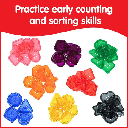 edxeducation Transparent Large Buttons, Mini Jar, Set of 60, Ages 18m+