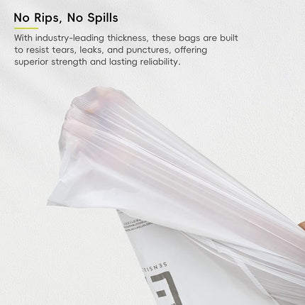 EKO 12.9 Gallon / 45-49 Liter, 110 Count Drawstring Trash Bags, Extra-Strong Unscented Garbage Bags, Easy-Dispense Roll for Kitchen & Household Use, Resists Tears, Leaks and Punctures, Code J, White