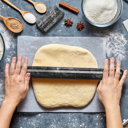 HESHIBI Marble Rolling Pin with Stand, 15.7", Black Stone, Non Stick