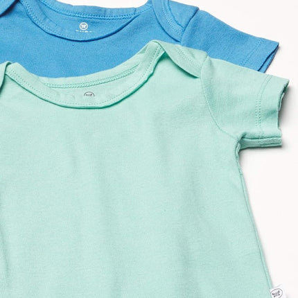 Honestbaby 10-Pack Short Sleeve Bodysuits One-Piece 100% Organic Cotton for Infant Baby Boys, Girls, Unisex, Rainbow Boy, 12 Months