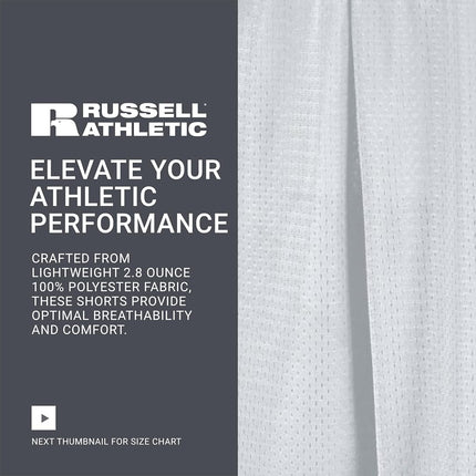 Russell Athletic Men's Mesh Pocket Short, White, X-Large