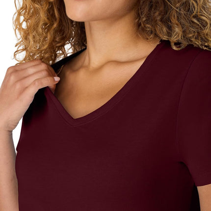 Hanes Perfect-T V-Neck T-Shirt, Cotton Short Sleeve Tee for Women, 1 or 2 Pack, Maroon - 1 Pack, S